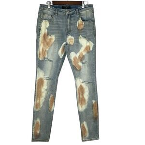 Serenede Mens 34 Jeans Distressed Skinny Denim Streetwear Stretch